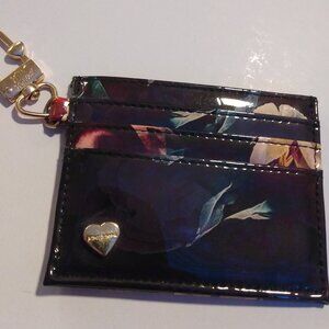 Betsey Johnson faux leather floral card holder